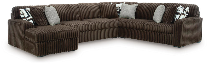 Midnight-Madness Sectionals 4-Piece Sectional with Chaise (98104S4) Chocolate