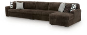 Midnight-Madness Sectionals 3-Piece Sectional with Chaise (98104S9) Chocolate