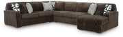 Midnight-Madness Sectionals 4-Piece Sectional with Chaise (98104S3) Chocolate