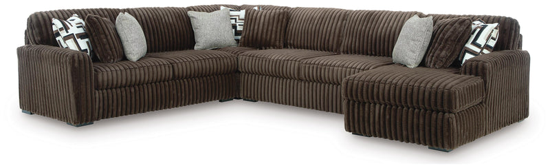 Midnight-Madness Sectionals 4-Piece Sectional with Chaise (98104S3) Chocolate