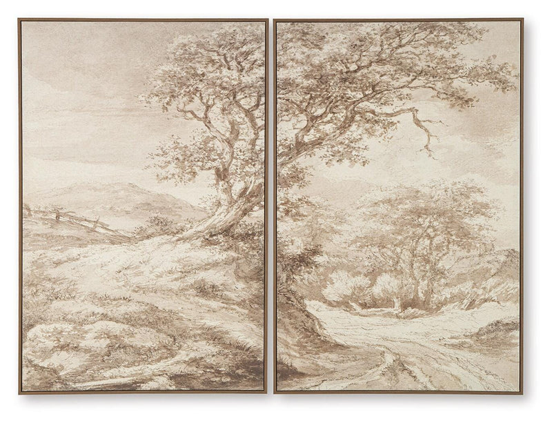 Kalene Wall Art - Beige/Brown Stormish Wall Art (Set of 2)