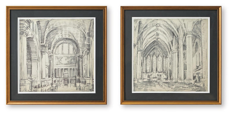 Kalene Wall Art - Black/Beige Downyard Wall Art (Set of 2)