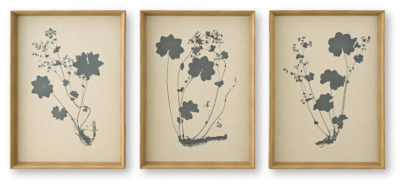 Kalene Wall Art - Linen/Black Huddwick Wall Art (Set of 3)