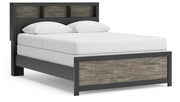 Jonnifer Bed Queen Bookcase Panel Bed Black Gray