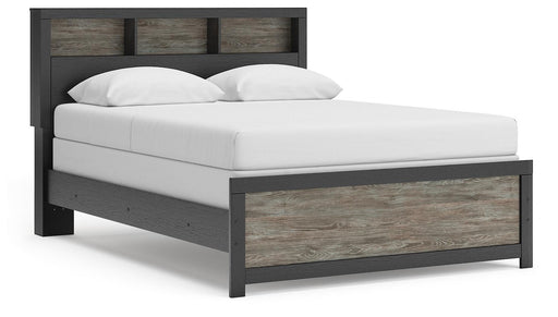 Jonnifer Beds Queen Bookcase Panel Bed Black Gray