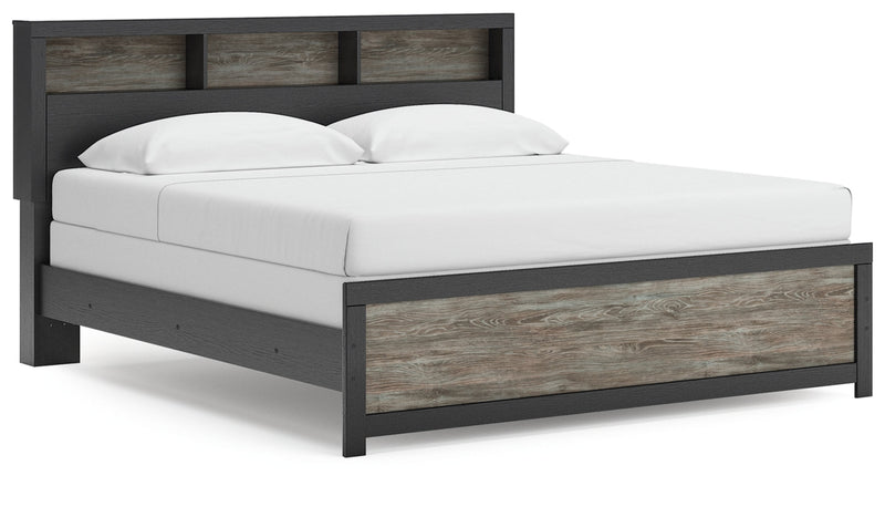 Jonnifer Bed King Bookcase Panel Bed Black Gray