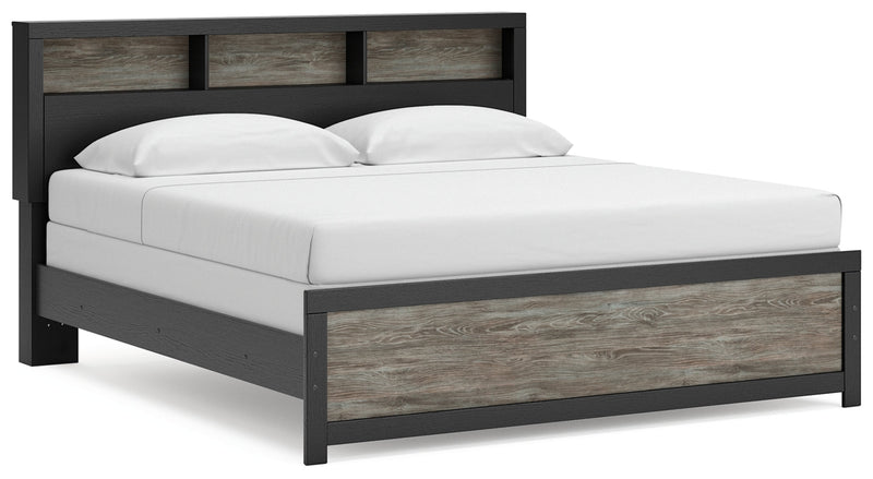 Jonnifer Bed King Bookcase Bed Black Gray