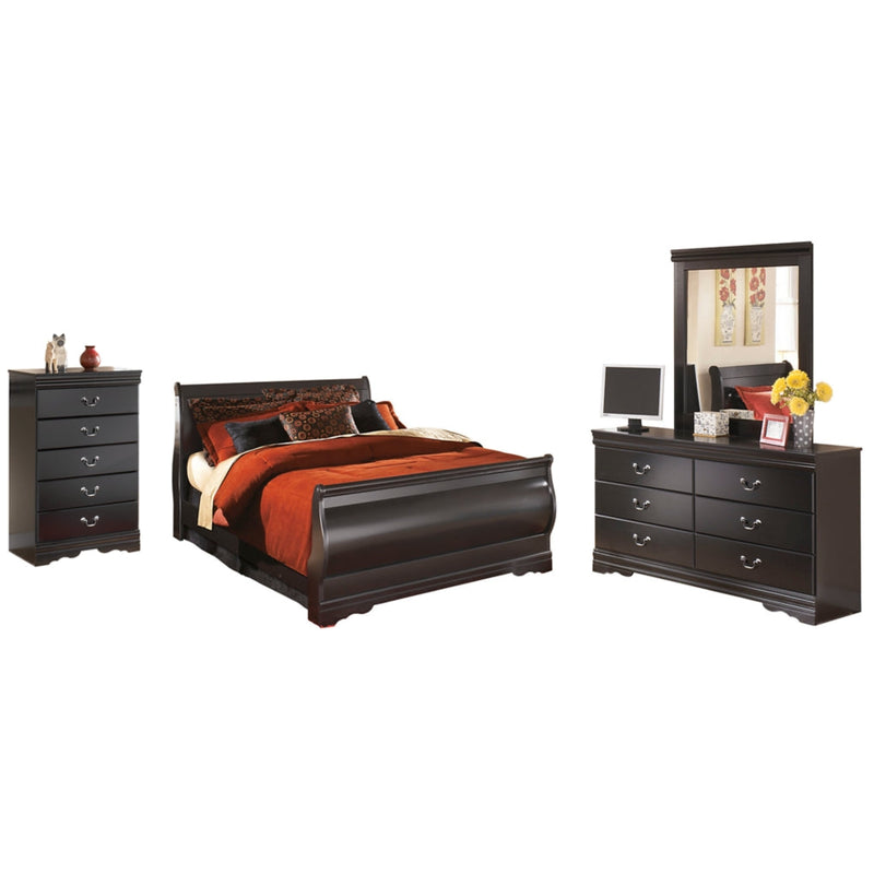 Huey Vineyard Full Sleigh Bed with Mirrored Dresser