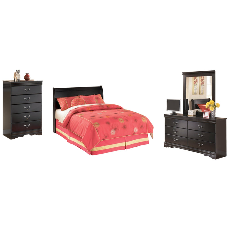 Huey Vineyard Full Sleigh Bed with Mirrored Dresser