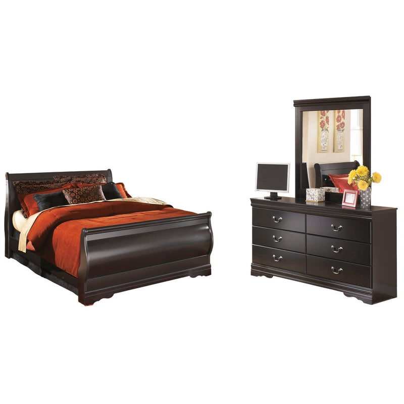 Huey Vineyard Full Sleigh Bed with Mirrored Dresser