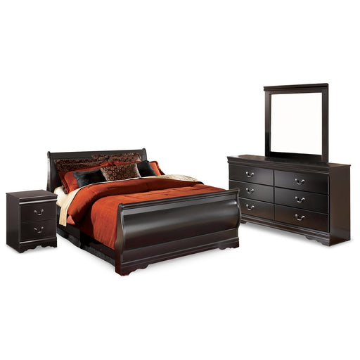 Huey Vineyard Bedroom Sets Full Sleigh Bed Mirrored Dresser and Nightstand
