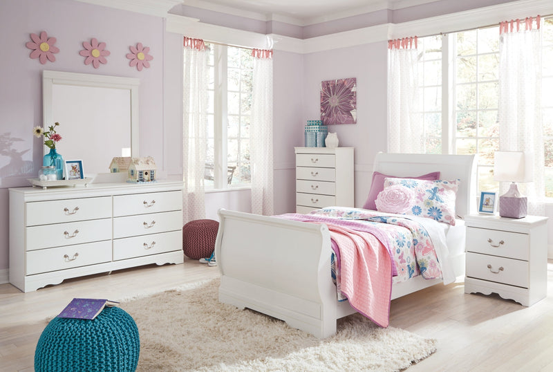Anarasia Sleigh Bed, Dresser, Mirror, Chest & Nightstand, Bedroom Set