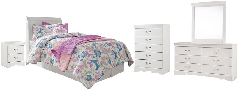 Anarasia Sleigh Bed, Dresser, Mirror, Chest & Nightstand, Bedroom Set