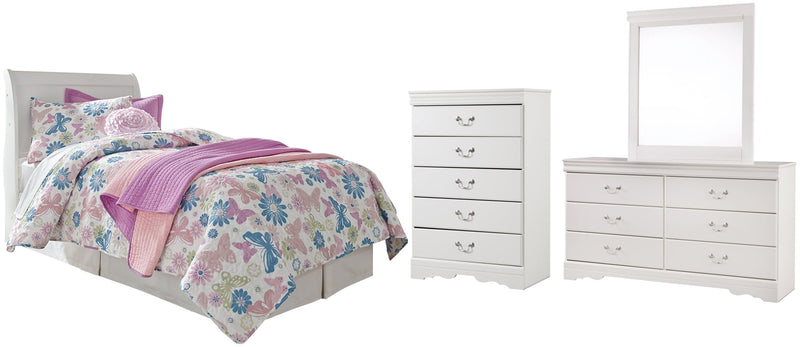 Anarasia Sleigh Bed, Dresser, Mirror, Chest & Nightstand, Bedroom Set
