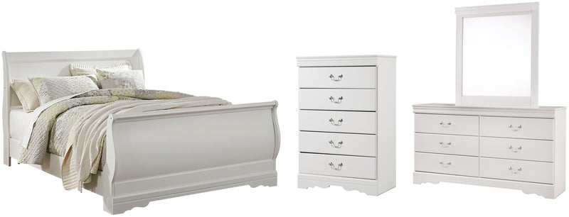 Anarasia Sleigh Bed, Dresser, Mirror, Chest & Nightstand, Bedroom Set