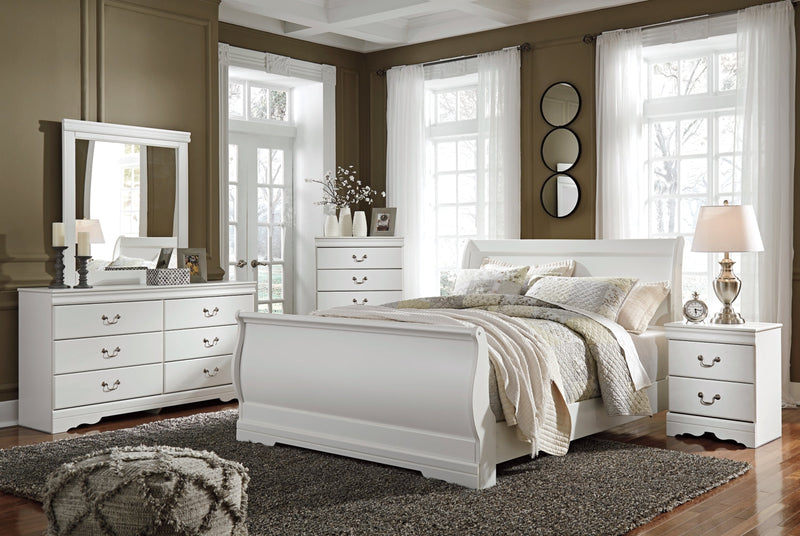 Anarasia Sleigh Bed, Dresser, Mirror, Chest & Nightstand, Bedroom Set