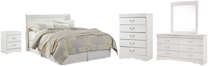 Anarasia Sleigh Bed, Dresser, Mirror, Chest & Nightstand, Bedroom Set