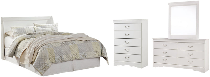 Anarasia Sleigh Bed, Dresser, Mirror, Chest & Nightstand, Bedroom Set