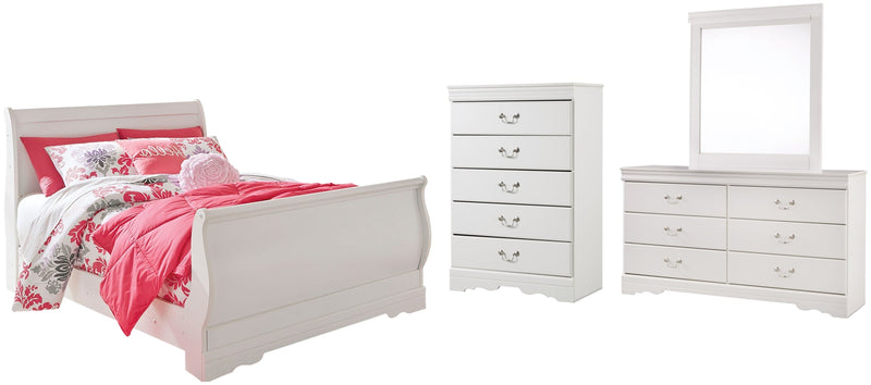 Anarasia Sleigh Bed, Dresser, Mirror, Chest & Nightstand, Bedroom Set