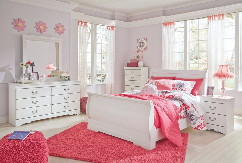 Anarasia Sleigh Bed, Dresser, Mirror, Chest & Nightstand, Bedroom Set