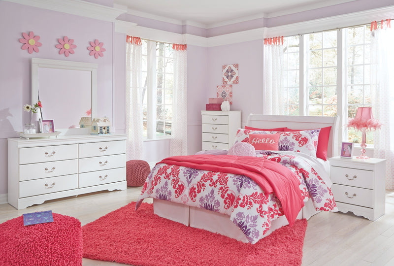 Anarasia Sleigh Bed, Dresser, Mirror, Chest & Nightstand, Bedroom Set