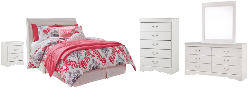 Anarasia Sleigh Bed, Dresser, Mirror, Chest & Nightstand, Bedroom Set