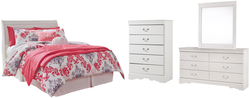 Anarasia Sleigh Bed, Dresser, Mirror, Chest & Nightstand, Bedroom Set