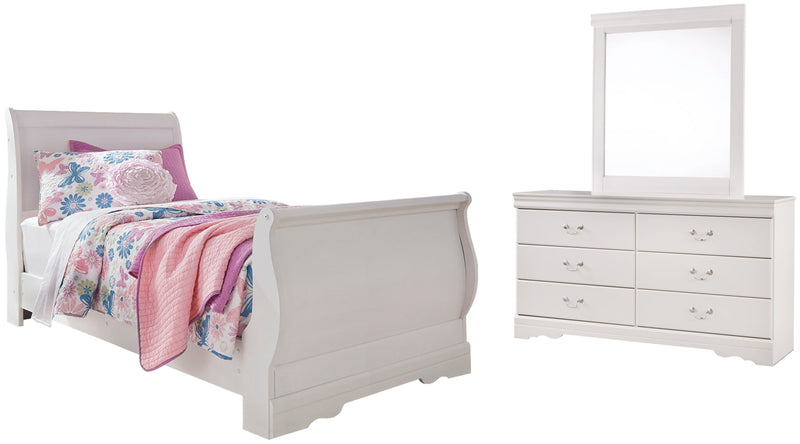 Anarasia Sleigh Bed, Dresser, Mirror, Chest & Nightstand, Bedroom Set