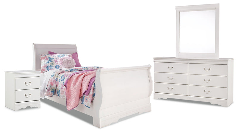 Anarasia Sleigh Bed, Dresser, Mirror, Chest & Nightstand, Bedroom Set