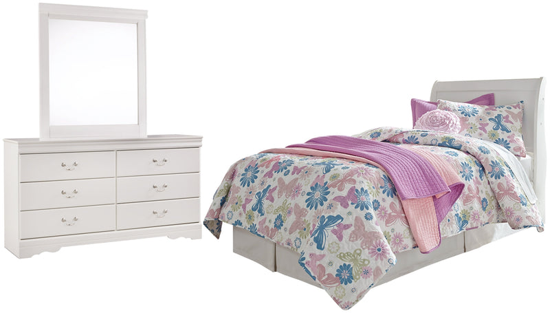 Anarasia Sleigh Bed, Dresser, Mirror, Chest & Nightstand, Bedroom Set