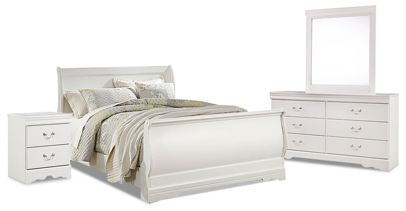 Anarasia Sleigh Bed, Dresser, Mirror, Chest & Nightstand, Bedroom Set