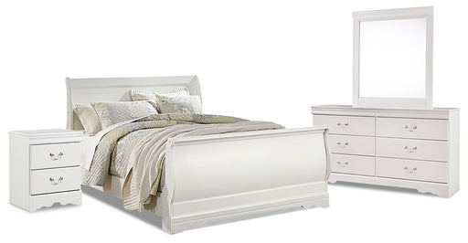 Anarasia Bedroom Sets Queen Sleigh Bed Mirrored Dresser and Nightstand