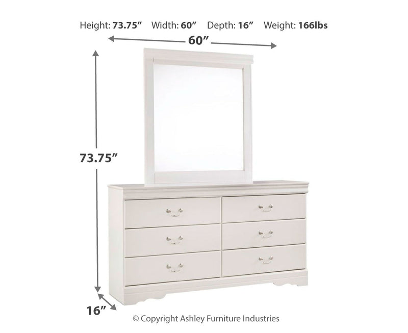 Anarasia Sleigh Bed, Dresser, Mirror, Chest & Nightstand, Bedroom Set