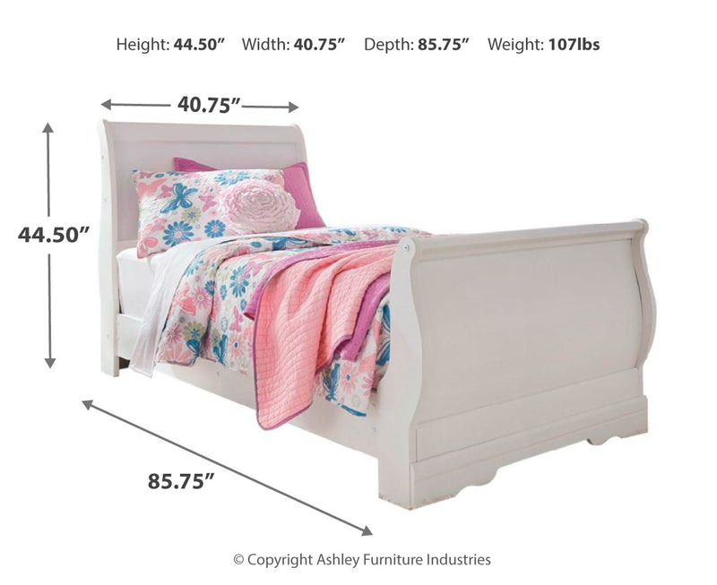 Anarasia Sleigh Bed, Dresser, Mirror, Chest & Nightstand, Bedroom Set