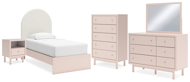 Wistenpine Upholstered Panel Bed, Dresser, Mirror, Chest & Nightstand, Bedroom Set