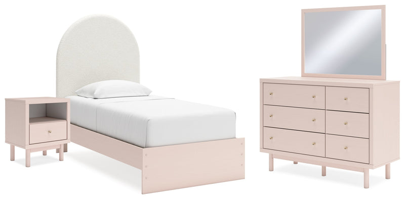 Wistenpine Upholstered Panel Bed, Dresser, Mirror, Chest & Nightstand, Bedroom Set
