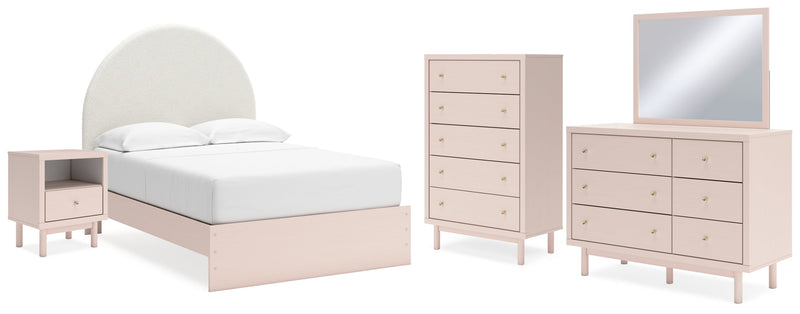 Wistenpine Upholstered Panel Bed, Dresser, Mirror, Chest & Nightstand, Bedroom Set