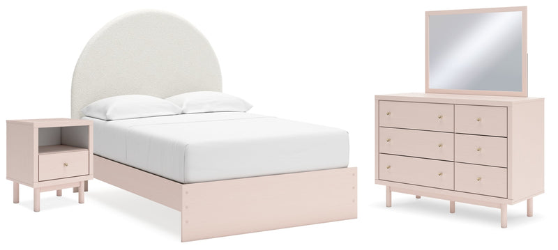 Wistenpine Upholstered Panel Bed, Dresser, Mirror, Chest & Nightstand, Bedroom Set