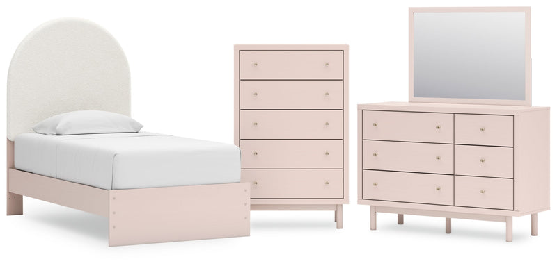 Wistenpine Upholstered Panel Bed, Dresser, Mirror, Chest & Nightstand, Bedroom Set