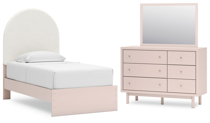 Wistenpine Upholstered Panel Bed, Dresser, Mirror, Chest & Nightstand, Bedroom Set