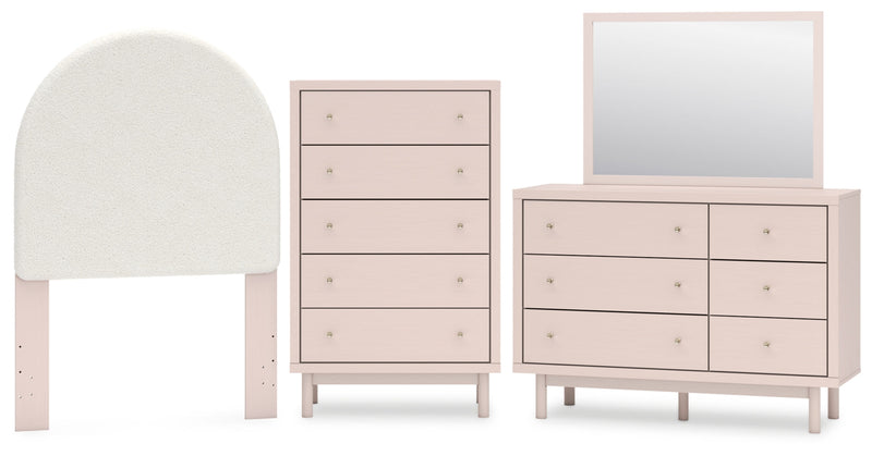 Wistenpine Upholstered Panel Bed, Dresser, Mirror, Chest & Nightstand, Bedroom Set