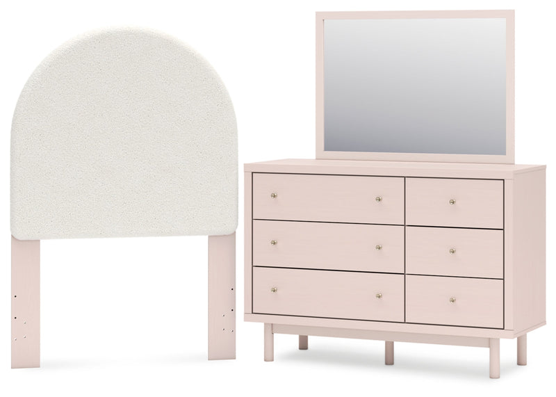 Wistenpine Upholstered Panel Bed, Dresser, Mirror, Chest & Nightstand, Bedroom Set