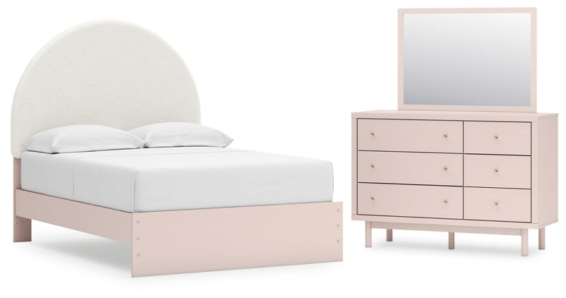Wistenpine Upholstered Panel Bed, Dresser, Mirror, Chest & Nightstand, Bedroom Set