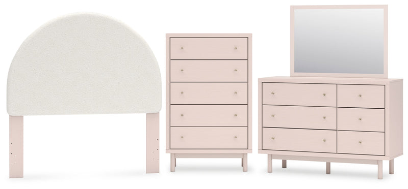 Wistenpine Upholstered Panel Bed, Dresser, Mirror, Chest & Nightstand, Bedroom Set