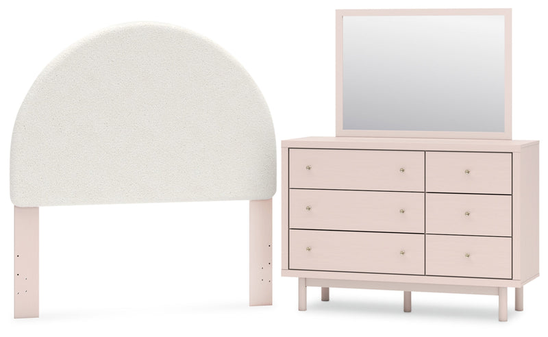Wistenpine Upholstered Panel Bed, Dresser, Mirror, Chest & Nightstand, Bedroom Set