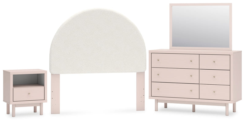 Wistenpine Upholstered Panel Bed, Dresser, Mirror, Chest & Nightstand, Bedroom Set