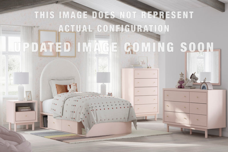 Wistenpine Upholstered Panel Bed, Dresser, Mirror, Chest & Nightstand, Bedroom Set
