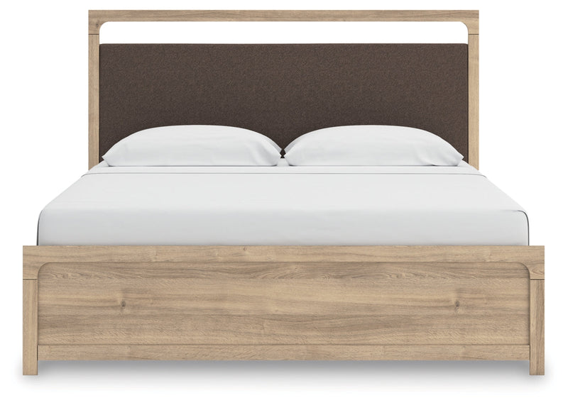 Kinlanni Upholstered Bed, Dresser, Mirror & Nightstand, Bedroom Set