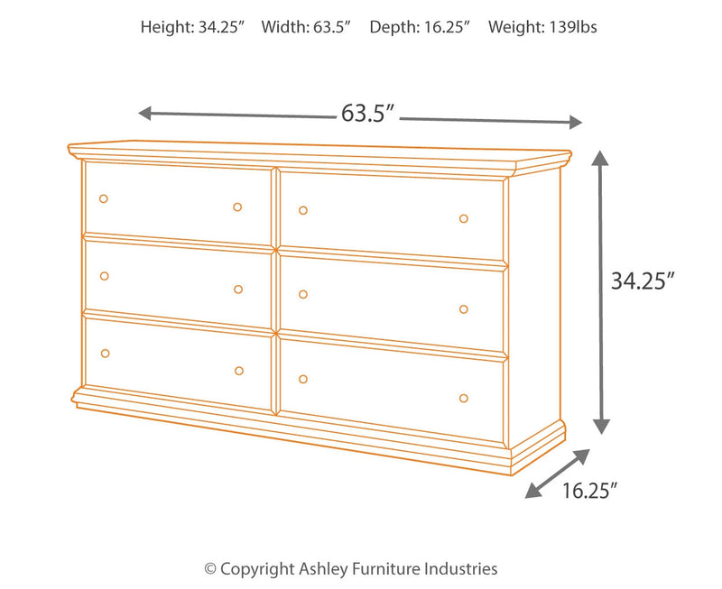 Maribel Six Drawer Dresser