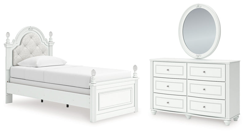 Kozlani Upholstered Panel Bed, Dresser, Mirror & Nightstand, Bedroom Set